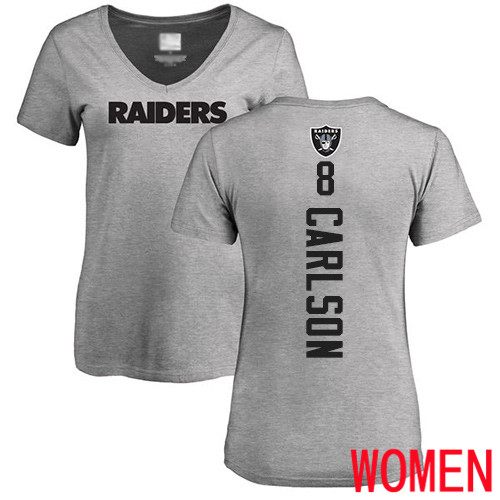 Oakland Raiders Ash Women Daniel Carlson Backer NFL Football #8 T Shirt->women nfl jersey->Women Jersey